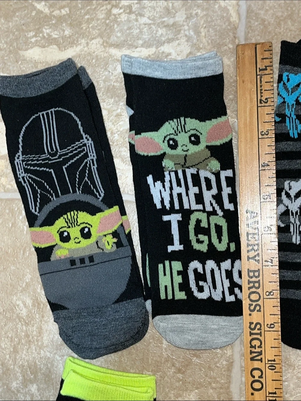 Star Wars Mandalorian & Grogu Crew Socks - Assorted Green, Black, Blue